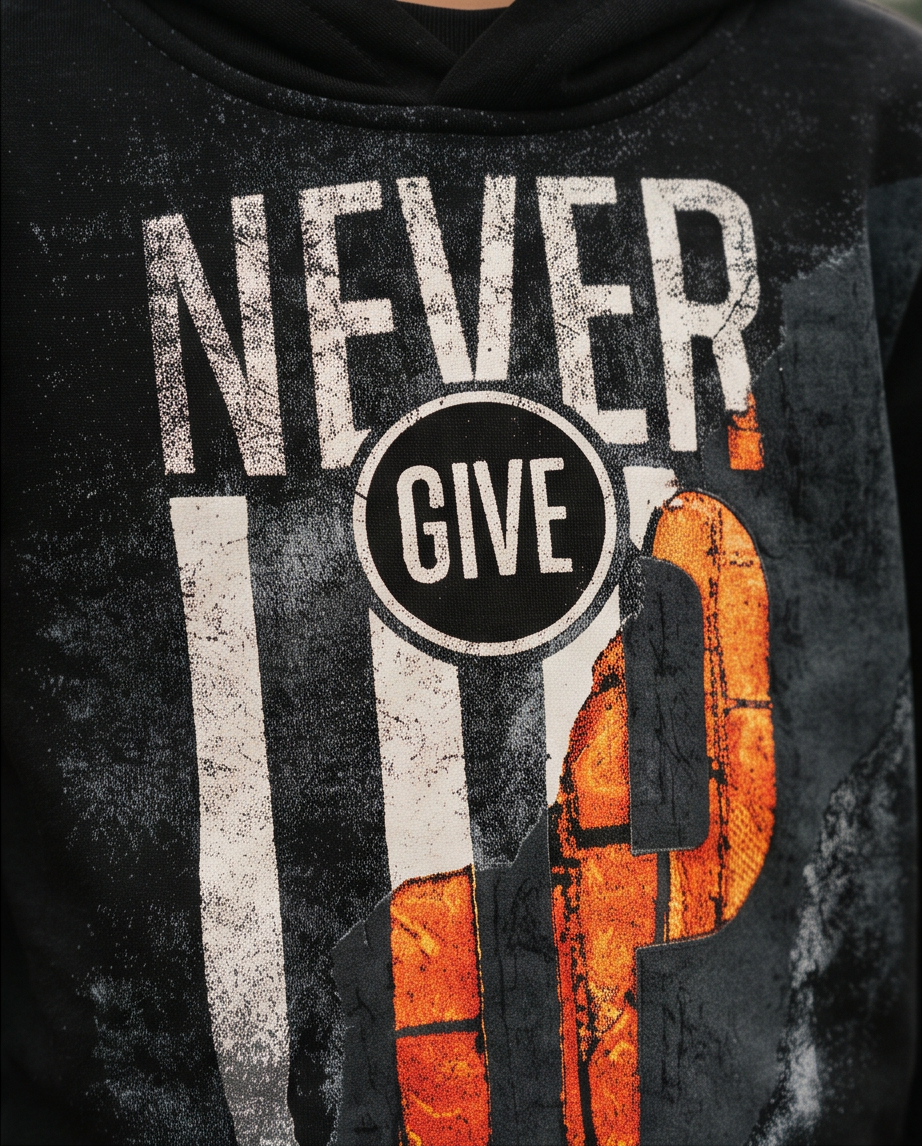 Hoodie “never give up”