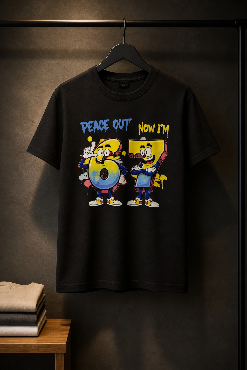 SixSeven T-shirt met Peace out print
