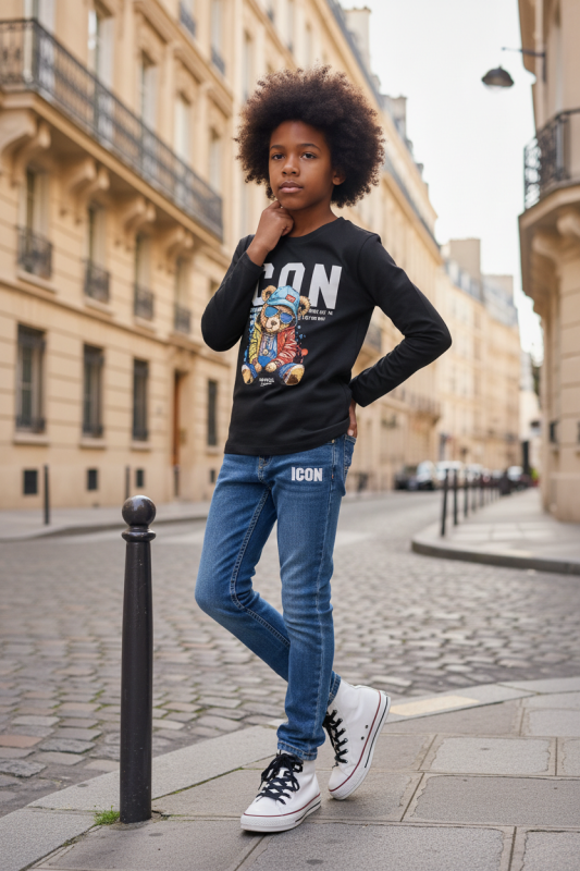 Icon Longsleeve + Spijkerbroek zwart